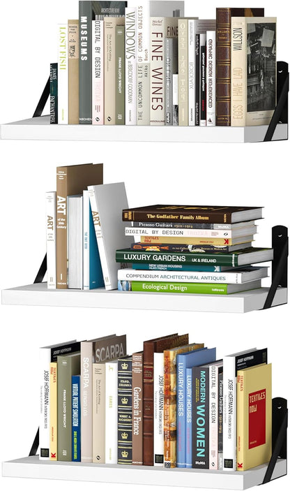 15.7 Inches upsimples Floating Book Shelves for Wall, Wood Shelves for Living Room, Bathroom, Bedroom, Kitchen Storage