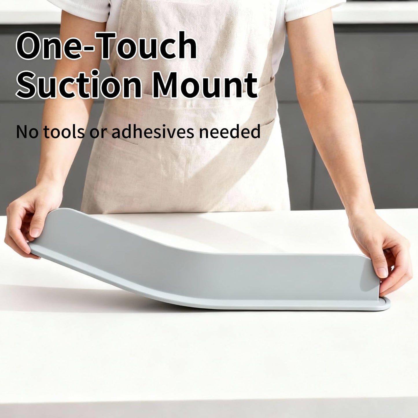 19.2inch(49cm) Silicone Sink Splash Guard, Sink Splash Guard with Suction Cup,Kitchen Sink Water Splash Guard, Kitchen Sink Splash Guard that Can Be Placed Behind (1, Gray)