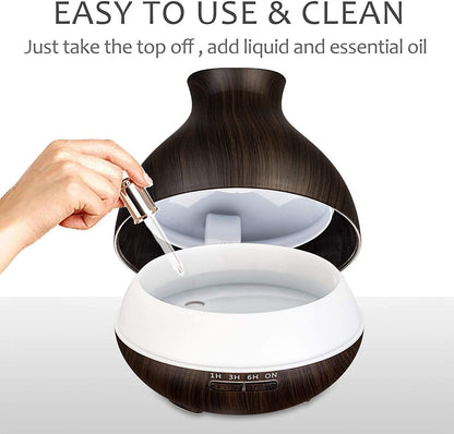 BZseed Aromatherapy Essential Oil Diffuser 550ml 12 Hours Wood Grain Aroma Diffuser with Timer Cool Mist Humidifier for Large Room, Home, Baby Bedroom, Waterless Auto Shut-off,7 Colors Lights Changing