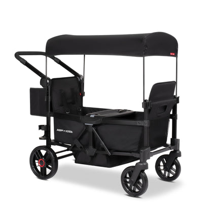 Radio Flyer Voya 2.0 2-Seat Stroller Wagon, for Kids 6+ Months, Lightweight, Compact, Foldable, UV Canopy, Included Storage, Seats Convert to Flatbed, Stroller Wagon for Kids