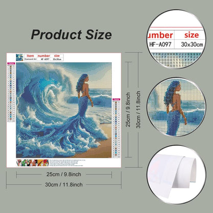 hill froeistung Beauty Diamond Art Painting Kits for Adults, Beach Diamond Art for Beginners, 5D DIY Full Drill Round Gem Art Craft Home Wall Decor Gift 12x12 inch