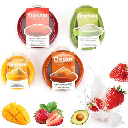Winb Set of 4 Reusable Fruit and Veggie Savers - Ideal for Avocados, Tomatoes, Apples, Garlic, Onions, and More