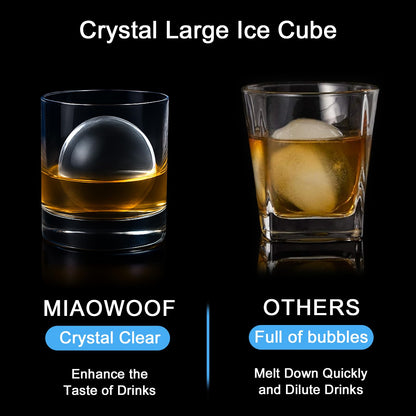 Clear Ice Cube Maker, 2.5 Inch Stainless Steel Crystal Large Clear Ice Ball Maker, Silicone Ice Cube Mold for Cocktails, Drinks & Bourbon, Whiskey Gifts for Men (2 Pack)