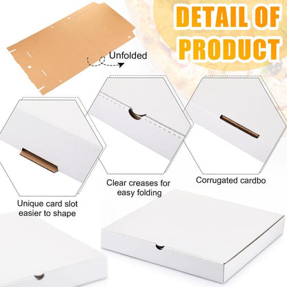 PerKoop 100 Pcs 10"x10" Pizza Boxes Bulk 10inch Empty Cardboard Pizza Box Reusable Square Food Serving Container for Takeout Bakery Restaurant Party Supplies(White and Kraft)