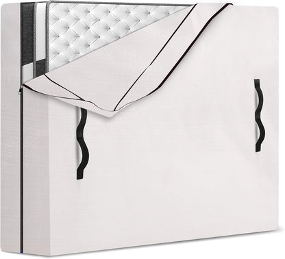 Mattress Bags for Moving and Storage - Heavy Duty with 8 Handles, Strong Zipper Closure, Semi-Transparent