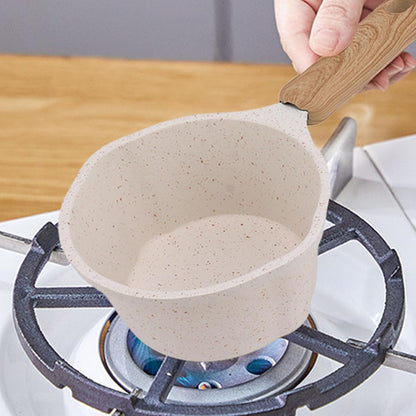Nonstick Sauce Pan, Small White Soup Pot, Flat Bottom Milk Pot, Multifunctional Cooking Pot for Frying