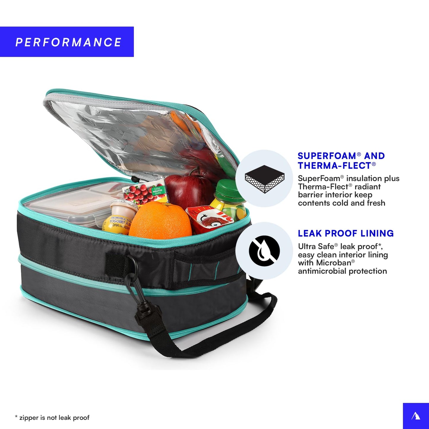 Arctic Zone Ultimate Expandable Insulated Lunch Box, Dual Compartment Insulated - Gray