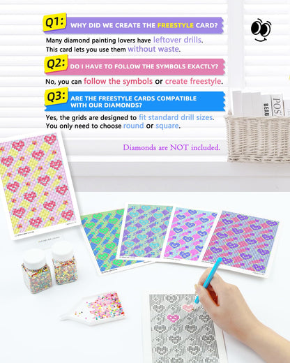 forever young 24 Designs Diamond Freestyle Cards for Beads, 5x7 Blank Diamond Art Cards with Glue for Square Dots for Adults, Postcard-Style Diamond Painting Accessories (No Drills)