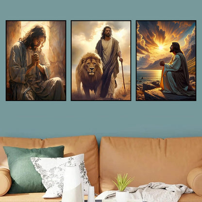 3 Pack Diamond Art Kits for Adults, Jesus Diamond Painting Kits for Adults, 5D DIY Round Drill Gem Art Paint with Diamonds Dots Crafts Kits for Home Decor Gift 12x16inch (Religion Christ)