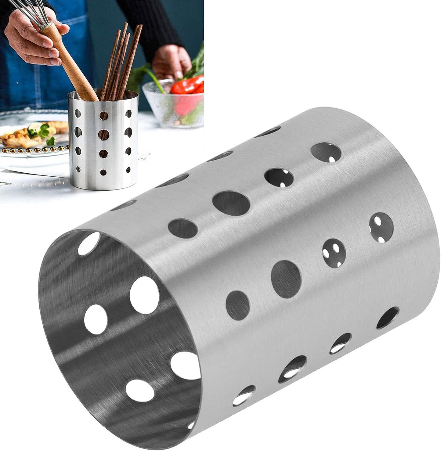 Stainless Steel Kitchen Utensil Holder, Cooking Organizer for Countertop, Silverware Caddy