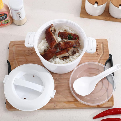 Microwave Rice Cooker Rice Steamer: 2pcs Round Microwave Food Container for Cooking Rice, Chicken, and Pasta