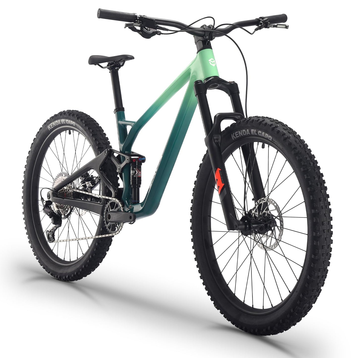 SAVADECK Carbon Fiber Soft Tail Mountain Bike All Terrain Suspension Off-Road Fox Front Fork and Adult Racing, Firepower Orange-M6100-12 Speed (Green, 29 * 19)