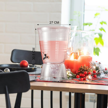 Tioncy 4 Pcs Acrylic Beverage Dispenser with Spigot 2.7 Gallon/ 10 l Clear Drink Water Dispenser Countertop with Detachable Base Iced Juice Container Unbreakable for Wedding Party