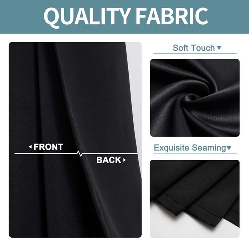 ChrisDowa Blackout Curtains - 80-Inch Long Thermal Insulated Grommet Panels Set (Black, 2 Panels)