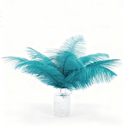 Ostrich Feathers 14-16 inch(35-40cm) Natural Bulk 10pcs Peacock Blue Feathers for Crafting Vase Wedding Party Home Christmas Day Decoration (Peacock Blue, 14-16 inch)