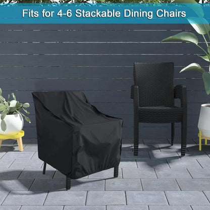 (2 Pack 25.5"L 25.5"W 47"H, WOMACO Stackable Patio Chair Cover Waterproof Outdoor Stacking High Back Chair Cover Water