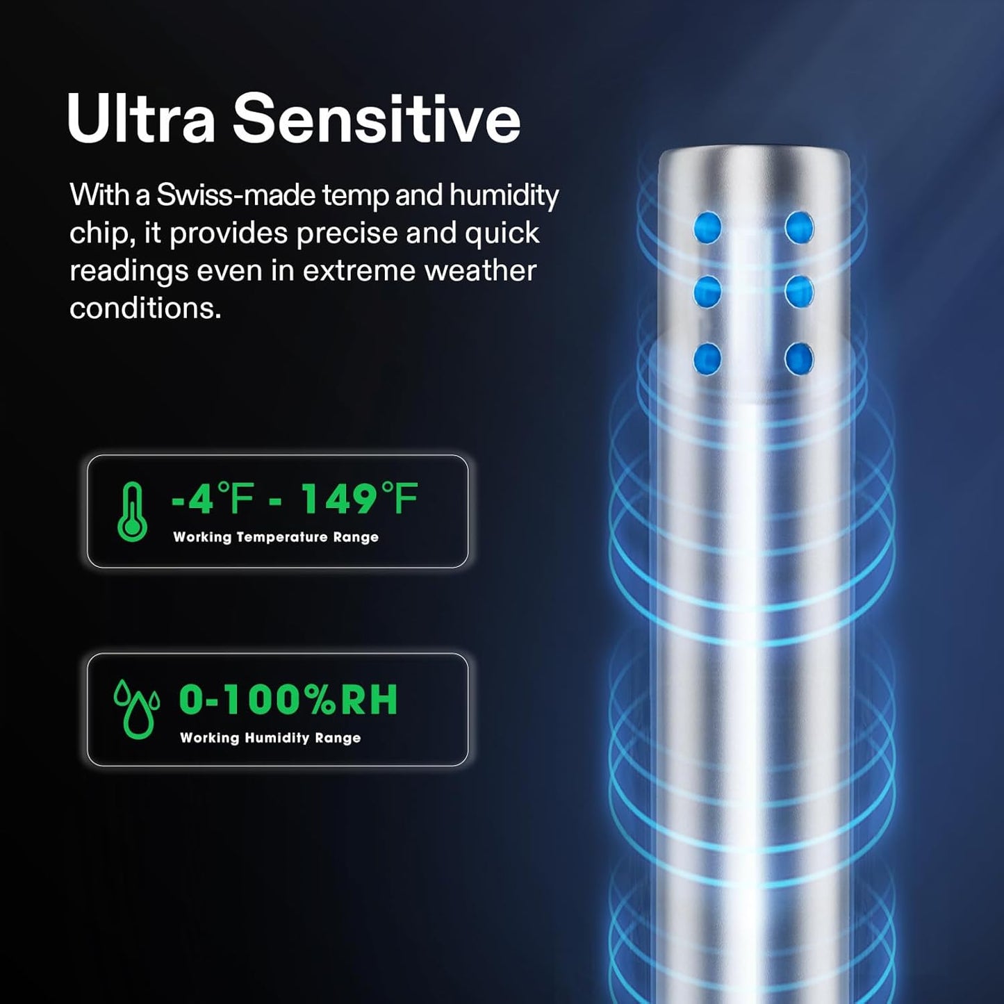 VIVOSUN Temperature & Humidity Sensor Probe: Waterproof Stainless Steel Monitoring Probe for GrowHub Controller
