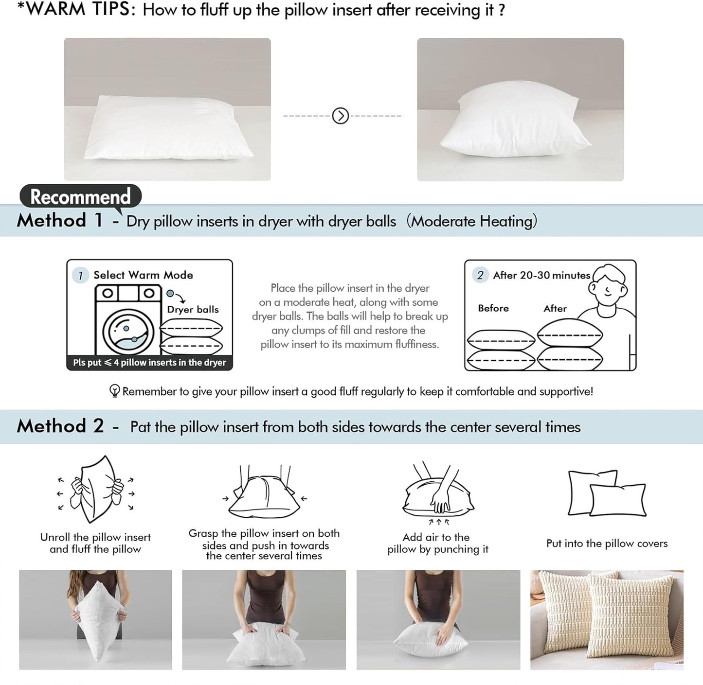 MIULEE Throw Pillow Inserts - Pack of 4, 18x18 Inch, 100% Virgin Fiber Filling for Ultimate Comfort