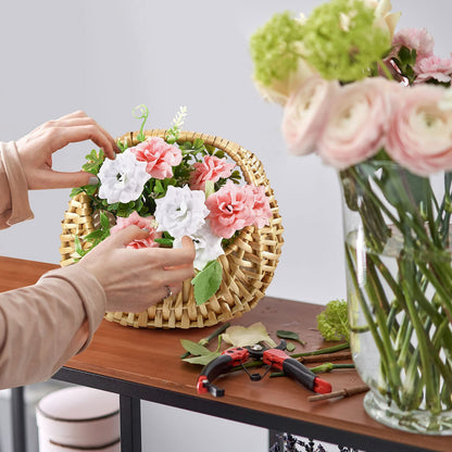 Taiyin 3 Pack Rattan Flower Girl Basket Half Moon Straw Wicker Basket with Handle 6.7" x 6.5" x 4.3" Ideal for Wedding Flower Girl, Picnic, Garden Storage and Home Decor (Nature)