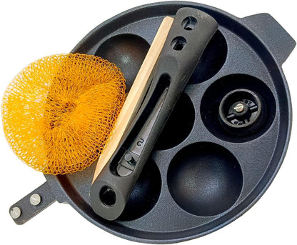 DBY Non Stick Appam Pan, 7 Cavity Aluminium Appachatty Paniyaram Maker with Stainless Steel Lid