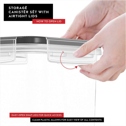 DWËLLZA KITCHEN Cereal Containers Storage 4L Set of 4 Airtight Food Storage Containers with Lids Cereal Dispenser Countertop Pantry Organization Canister for Rice Flour & Sugar 1 Marker 8 Labels