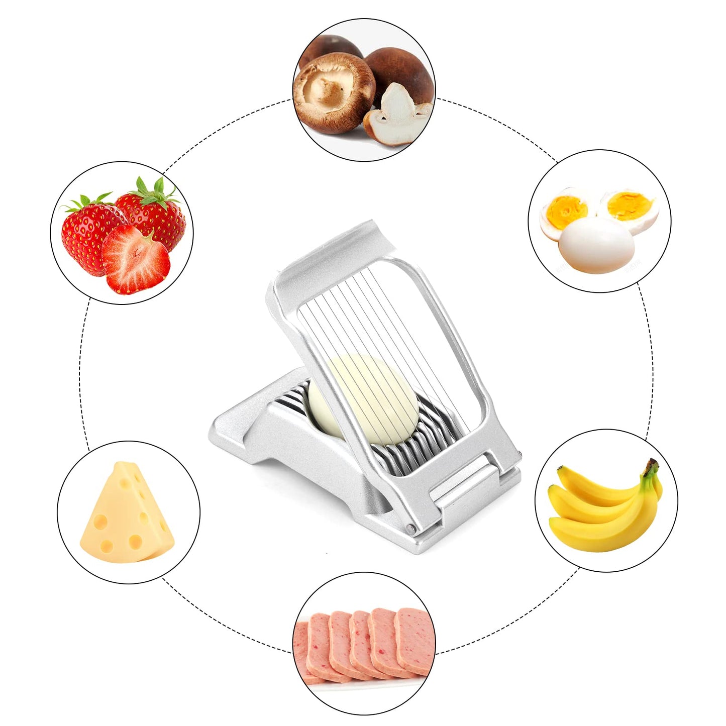 2 Packs Egg Slicer,Strawberry Slicers, Stainless Steel Wire Egg Slicer for Hard Boiled Eggs, Heavy Duty Aluminum Base Metal Egg Cutter for Egg Strawberry Soft Fruit & Food, Dishwasher Safe
