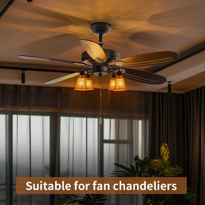 Ceiling Fan Replacement Globes, 4 Pack Chrysanthemum Pattern Fixture Replacement Globes Shades with 1-5/8" Fitter, ALUCSET 4.5" Height 4-3/4" Diameter, Metal Cover for Pendant Lamp-Yellow Brass&Gold