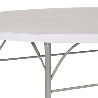 Flash Furniture Stonewall 6' Round Plastic Folding Event Table with Carrying Handle, Bi-Fold Banquet Table for Indoor/Outdoor Events, White