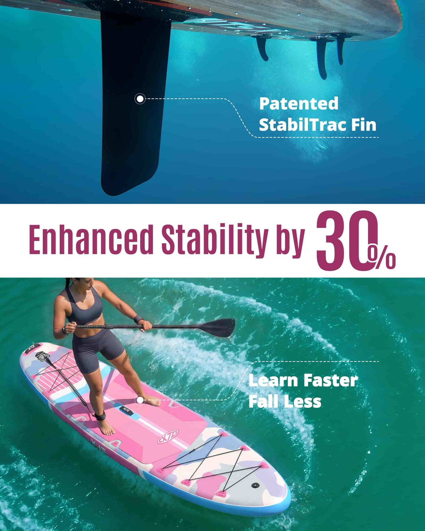 ZLX 11'6"x35" Ultra Wide Inflatable Stand Up Paddle Board | Stable Non-Slip Deck Pad, Unique Fin System, Premium SUP Accessories & Backpack - Upgraded Pump for Adults, All Skill Levels