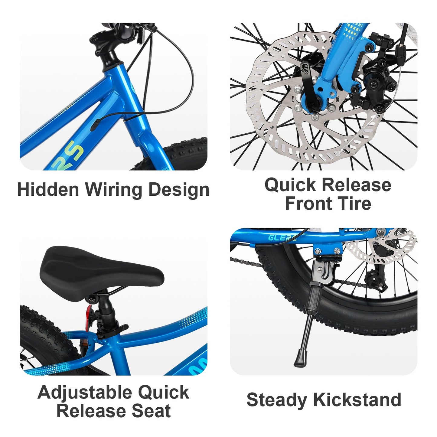 Glerc Mars Kids Mountain Bike, 20 Inch Fat Tire Bike for Teen Ages 6-12 Year Old, Bicycle with 2.8-Inch Wide Tires and 6 Speed Drivetrain, Blue
