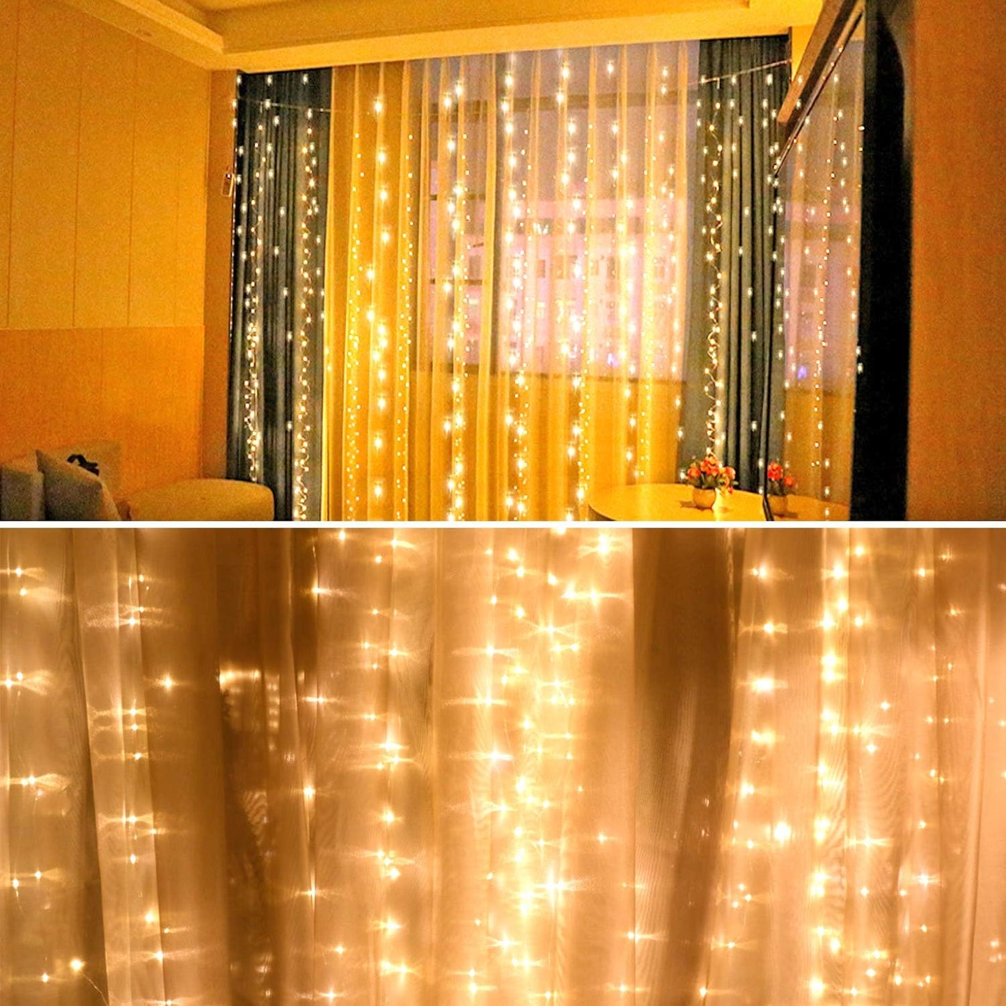 Skiennix LED String Lights - 300 Waterproof LED Lights with 8 Modes - USB Powered for Christmas & Party Decor (9.8ft x 9.8ft, White)