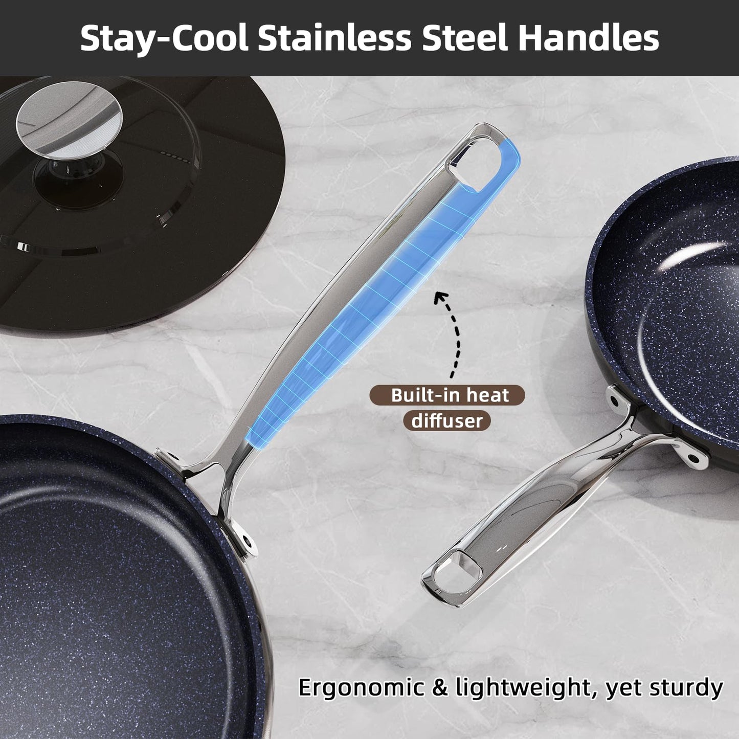 Nuwave Lux 13pc Forged Lightweight Cookware Set PFAS Free, Healthy G10 Duralon Ceramic Coating, Ultra Non-Stick, Stay-Cool Handles, Works on All Cooktops & Induction Ready