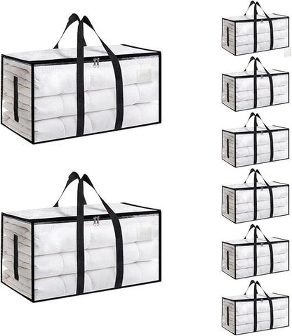 Extra Large Heavy Duty Moving Bags by [Brand Name] - Waterproof Storage Totes with Handles & Zippers | 8 Pack, Foldable for College Dorms