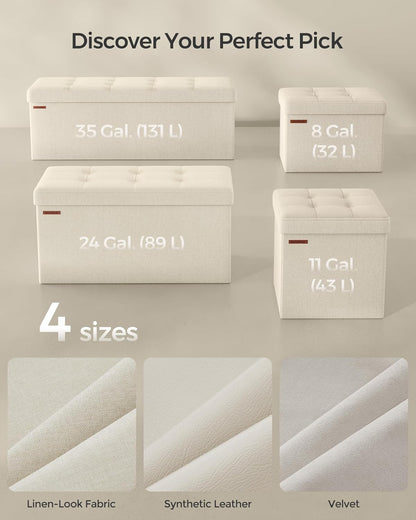 12.2 16.1 12.2 Inches, 286 lb ULSF102W01 SONGMICS Mazie Collection - Small Folding Storage Ottoman, Foot Rest Stool, x