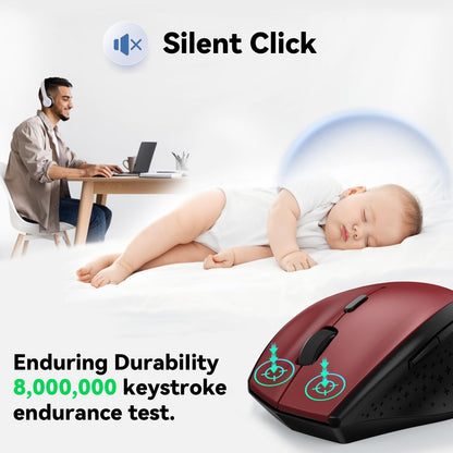 TECKNET Wireless Mouse Rechargeable,Mouse for Laptop Computer,2.4G USB Computer Mice Wireless,6 Button 6400 DPI Ergonomic Silent Mice,Portable Cordless Travel Mice-Wide Compatibility
