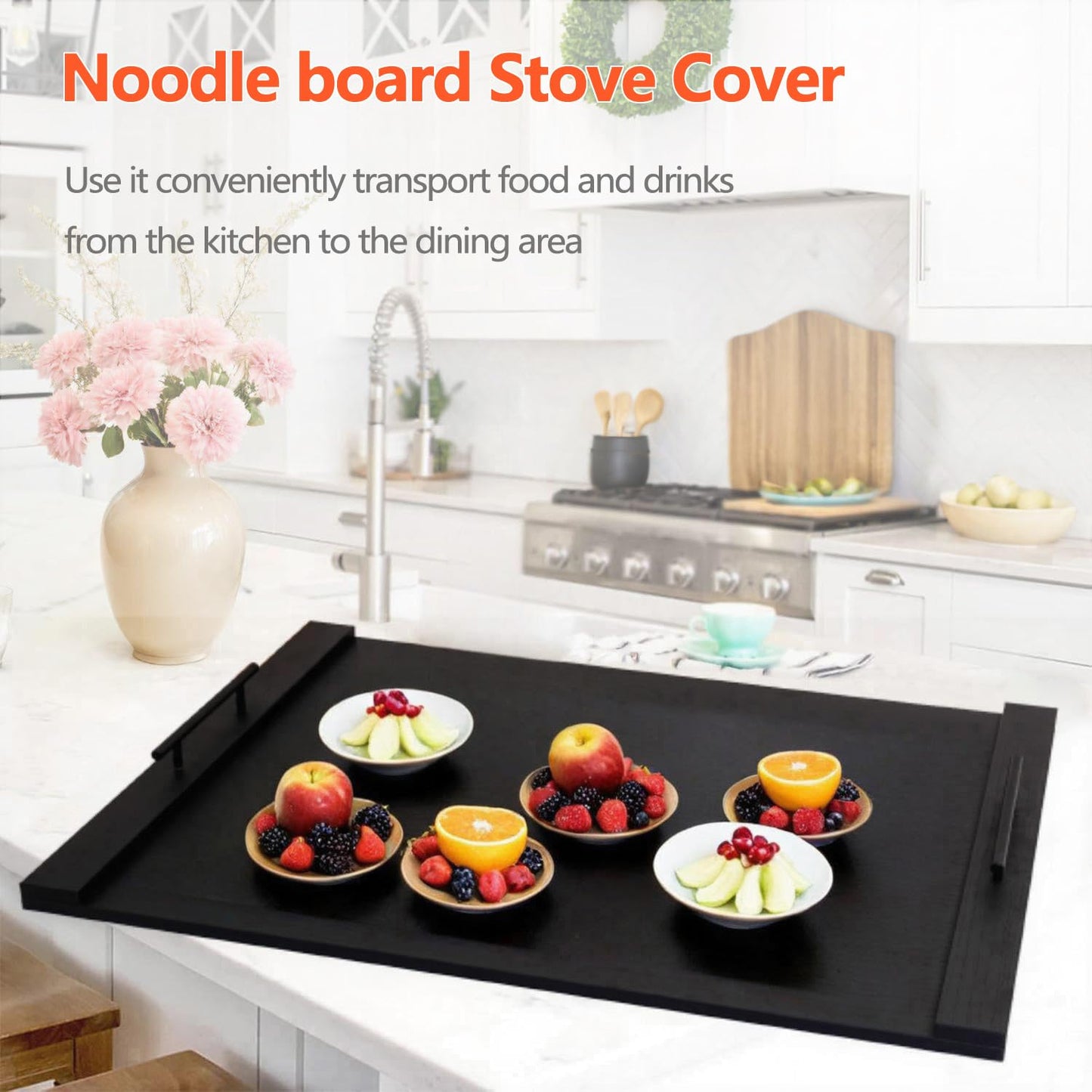 TRFCDSHH Wood Stove Top Cover/Noodle Board Stove Cover, Gas Stove Top Covers for Electric & Gas Stoves (Black)