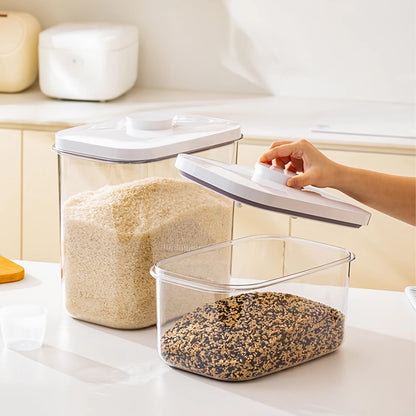 TBMAXS Airtight Flour Container 6.34 QT, Clear PET Plastic Food Storage Container Bin with Pop Up Lids For Rice Flour Sugar, Dry Food Holder for Kitchen Pantry Organization and Storage