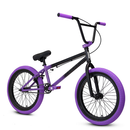 Elite BMX Freestyle Bike, Durable Steel Frame, Available in 16", 18", and 20" Sizes. New Sizes 26" and 29" BMX Bicycles. (Black Purple, 20")