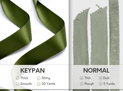 Keypan Green Satin Ribbon 1-1/2 Inch x 50 Yards Double-Faced for Gift Wrapping Crafts Flower Bouquet Invitations Holiday Decorating