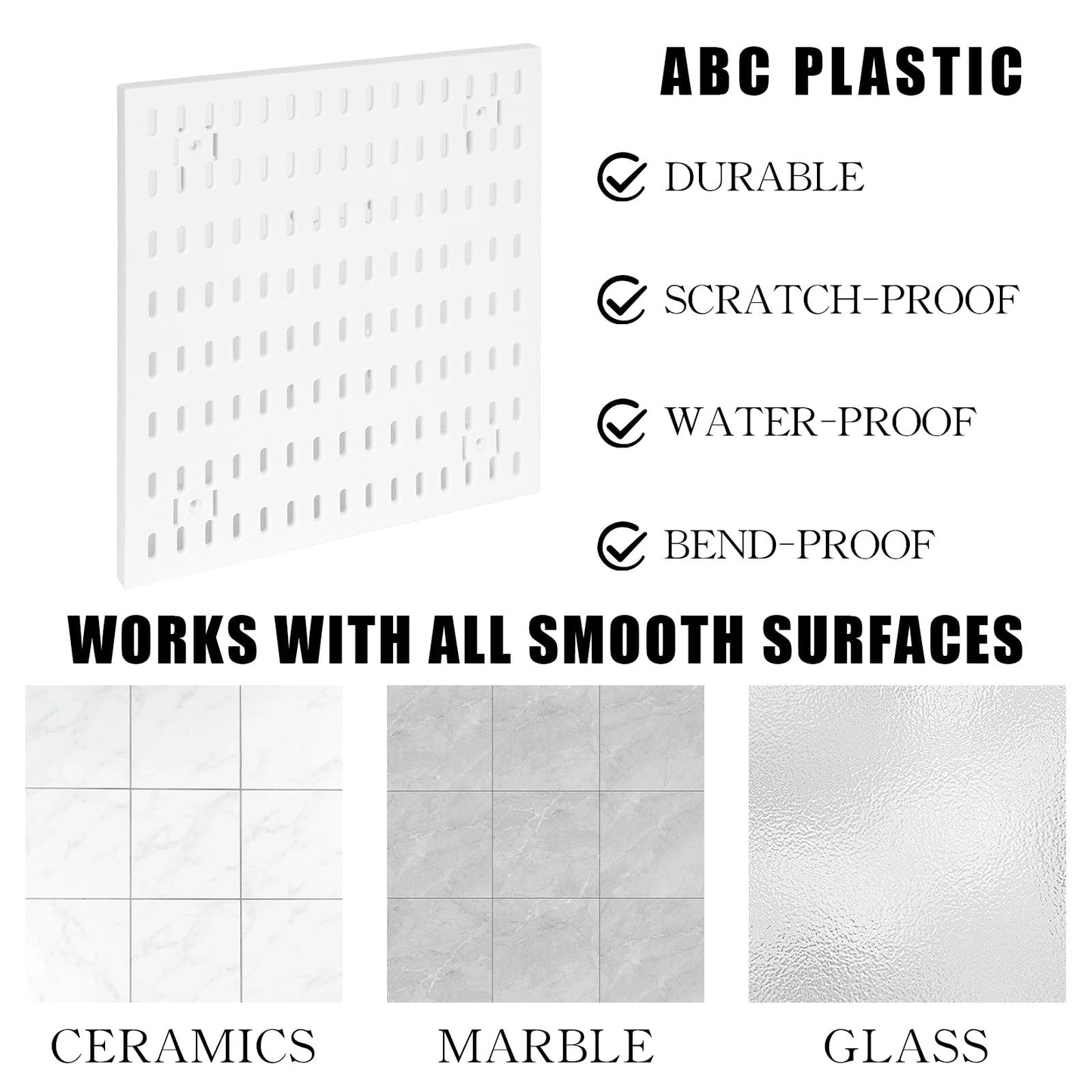 Dualshine Premium Pegboard Combination Kit, White Pegboard Wall Organizer with 4 Small Plastic Panels and 38 Accessories, Ideal for Craft Room, Bathroom, Nursery Storage, and Office (22"*22")