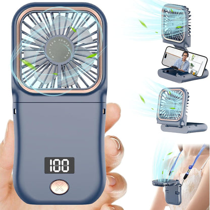 Portable Fan Rechargeable, Handheld 4000mAh Battery Operated Fan with Digital Display, Mini Pocket Fan for