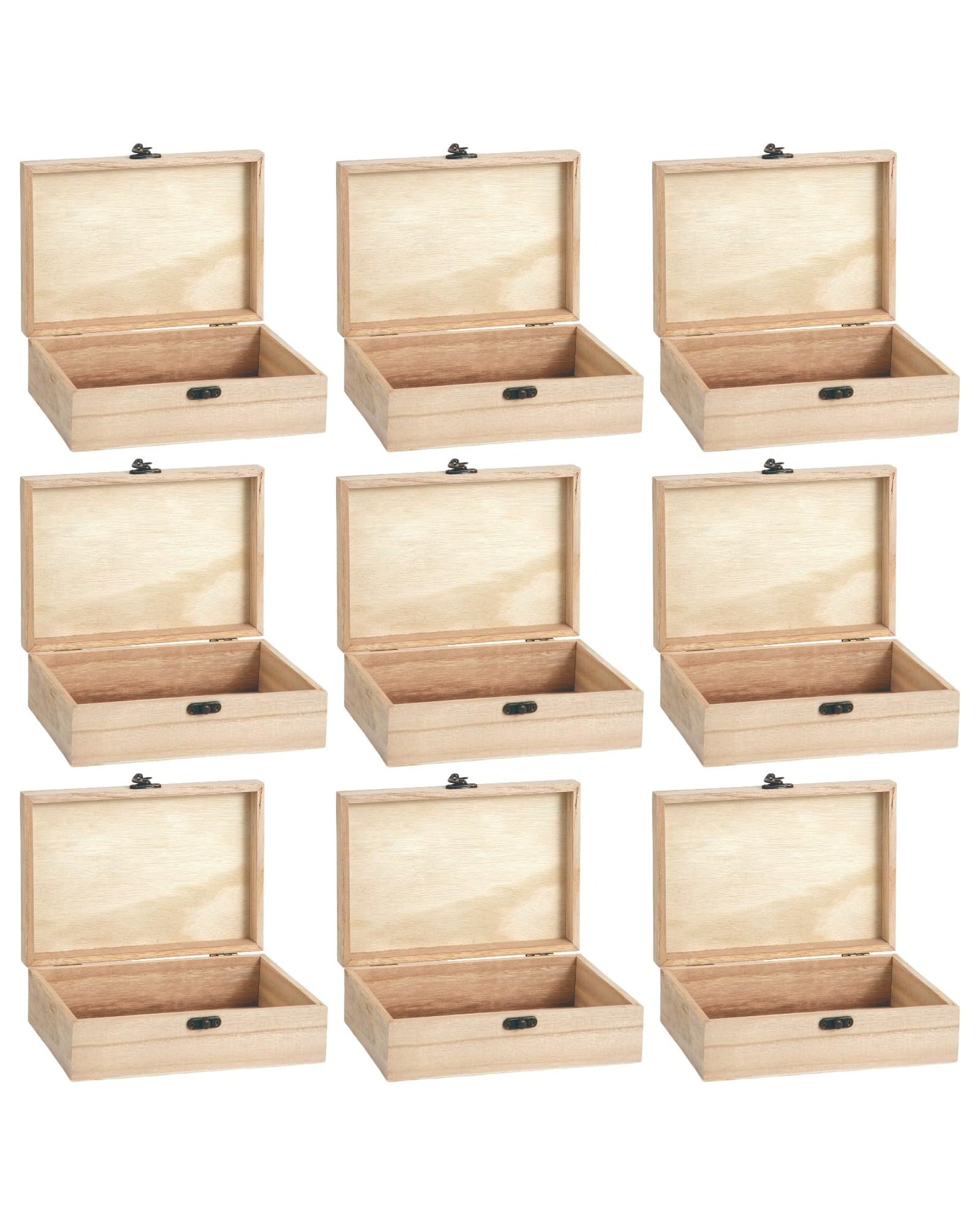 Xhqsulsclac 6pcs Handmade Kirigou Woode nunfinished Box,8.2X5.8X2.6in Organizer Keepsake Box Jewelry Storage Handmade DIY Wooden Boxes Hinged Cover with Front Clasp