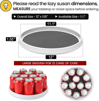12-Inch [4 Pack] Countertop, Non-Skid Turntable Lazy Susan Organizer - Spinning Rack for Cabinet Table Top, Pantry
