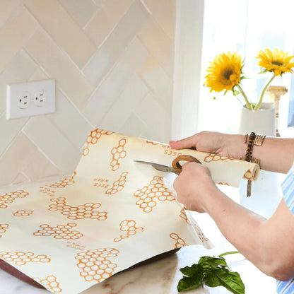 Bee's Wrap Beeswax Wraps for Food - Cut to Size 14x52" Beeswax Wrap Roll - Plastic Free Made in USA Reusable Natural Food Wrap - Honeycomb