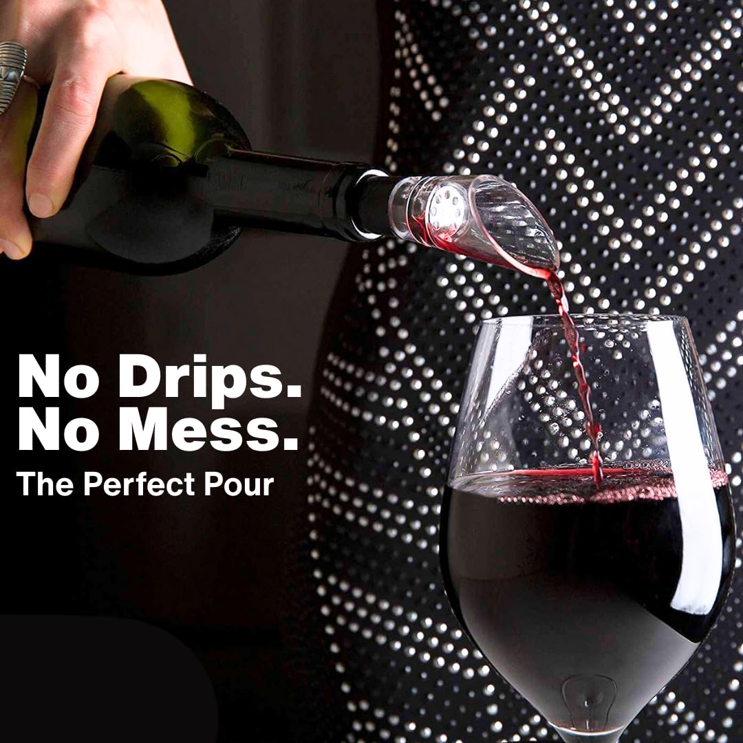 TenTen Labs Premium Wine Aerator Pourer Spout (2-Pack) – Rich Bubbles for Improved Flavor & Aroma – Wine Accessories for Wine Lovers with No-Drip Design – Perfect Gifts for Women and Men – Black