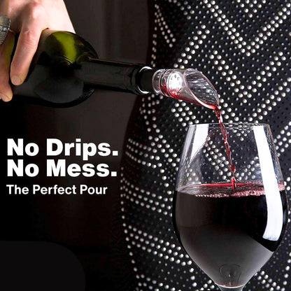 TenTen Labs Premium Wine Aerator Pourer Spout (2-Pack) – Rich Bubbles for Improved Flavor & Aroma – Wine Accessories for Wine Lovers with No-Drip Design – Perfect Gifts for Women and Men – Black