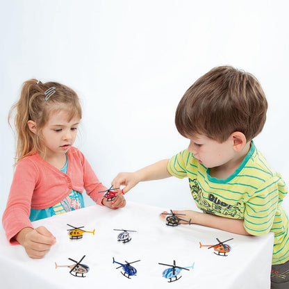 Alloy Mini Helicopters Model Toy - Police, Fire, Engineering Work, Military Helicopter - Diecast Helicopters with Spinning Propellers, Birthday Party Favors for Kids (8)