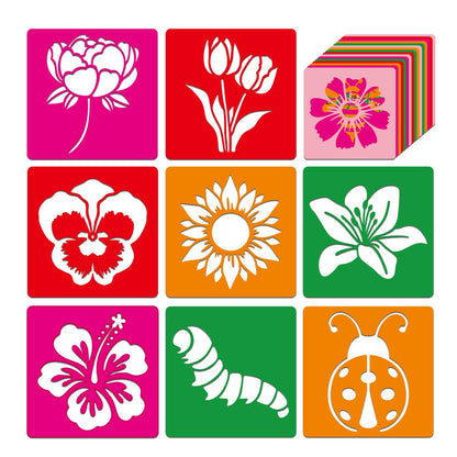 24 Pcs Stencils Spring Themed Sidewalk Chalk Stencils Outdoor Stencil for Painting Simple Style Cute Template 8 Inches