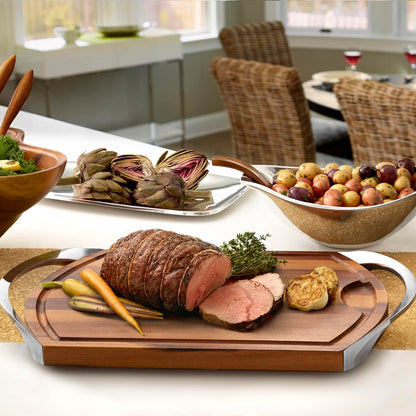 Nambé Marupa Platter – 18 x 9.5 Inch Alloy Platter with Rounded Corners & Smooth Surface – Ideal for Appetizers, Snacks, Fruits, Desserts, Pastries & Decorative Table Display