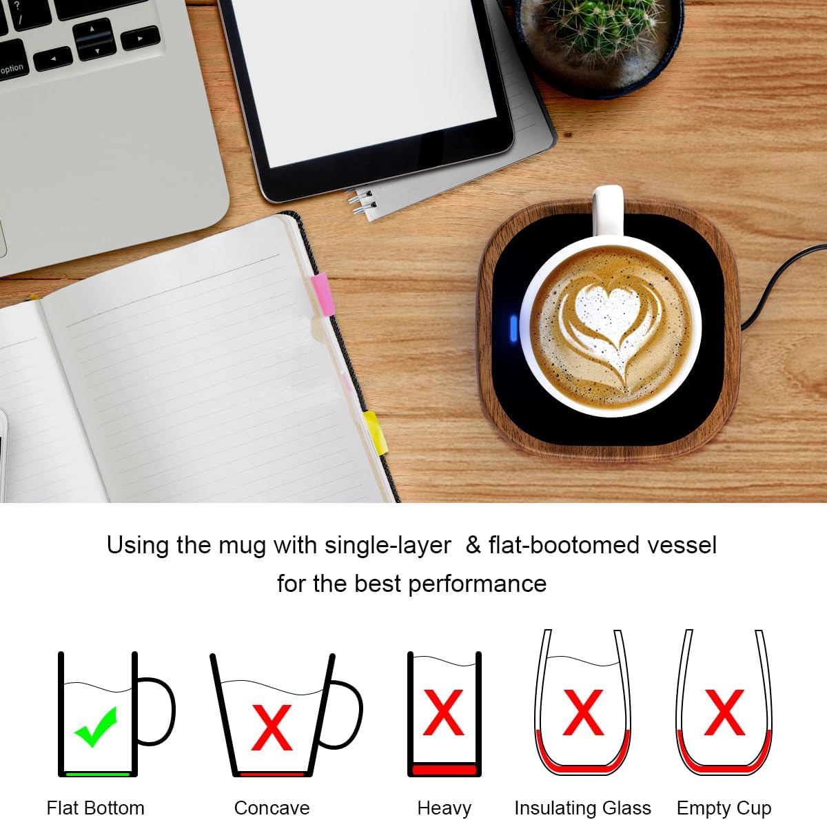 Coffee Mug Warmer, Candle Warmer for Desk with Auto Shut Off, Mug Warmer for Coffee, Tea, Hot Chocolate (Wood Grain)
